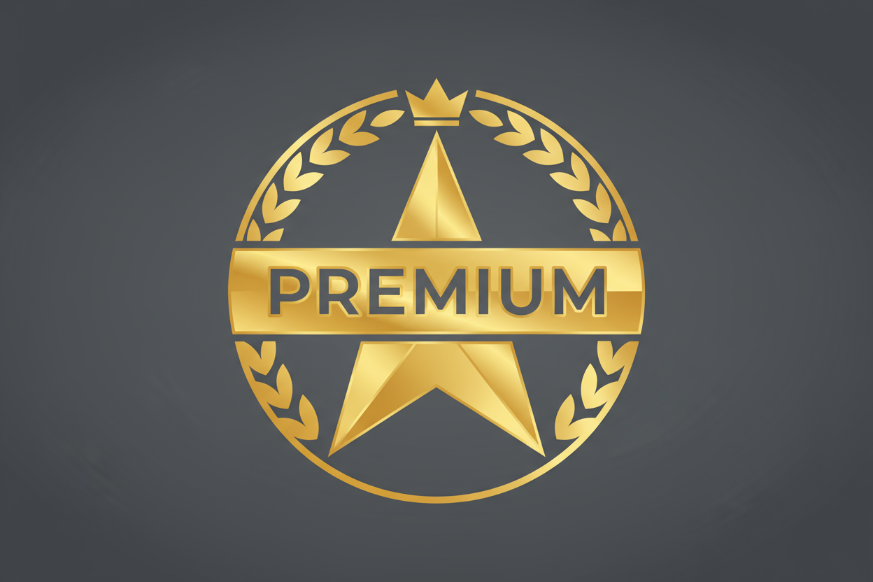 gouden ster kwaliteit met tekst premium