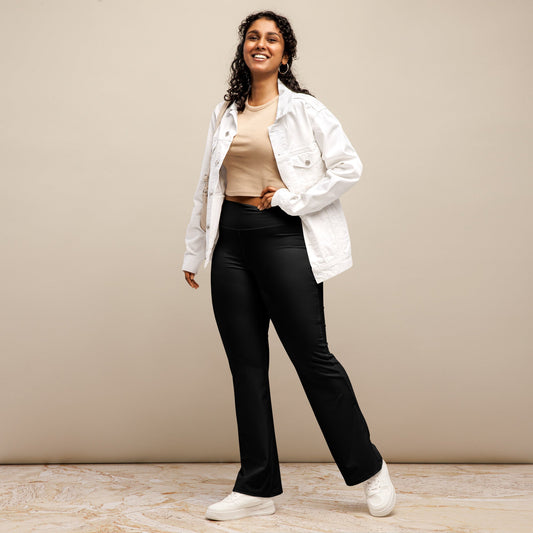 ZIX Wear Dames Flare Legging Zwart - Trendy Wijde Sportlegging voor Dames - ZIX Wear