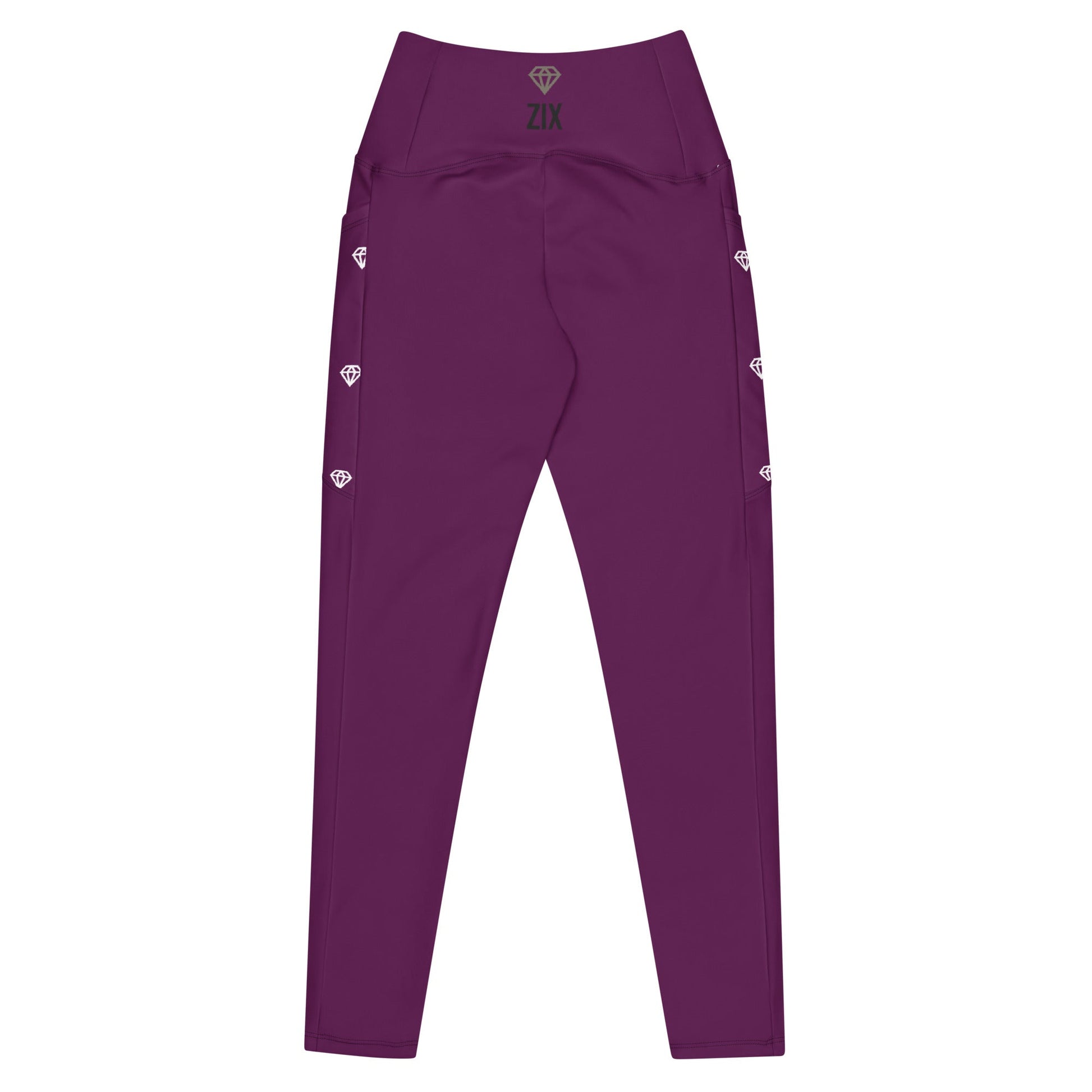 ZIX Wear Dames Legging met Gekruiste Taille Paars - Trendy Sportlegging met Zakken - ZIX Wear