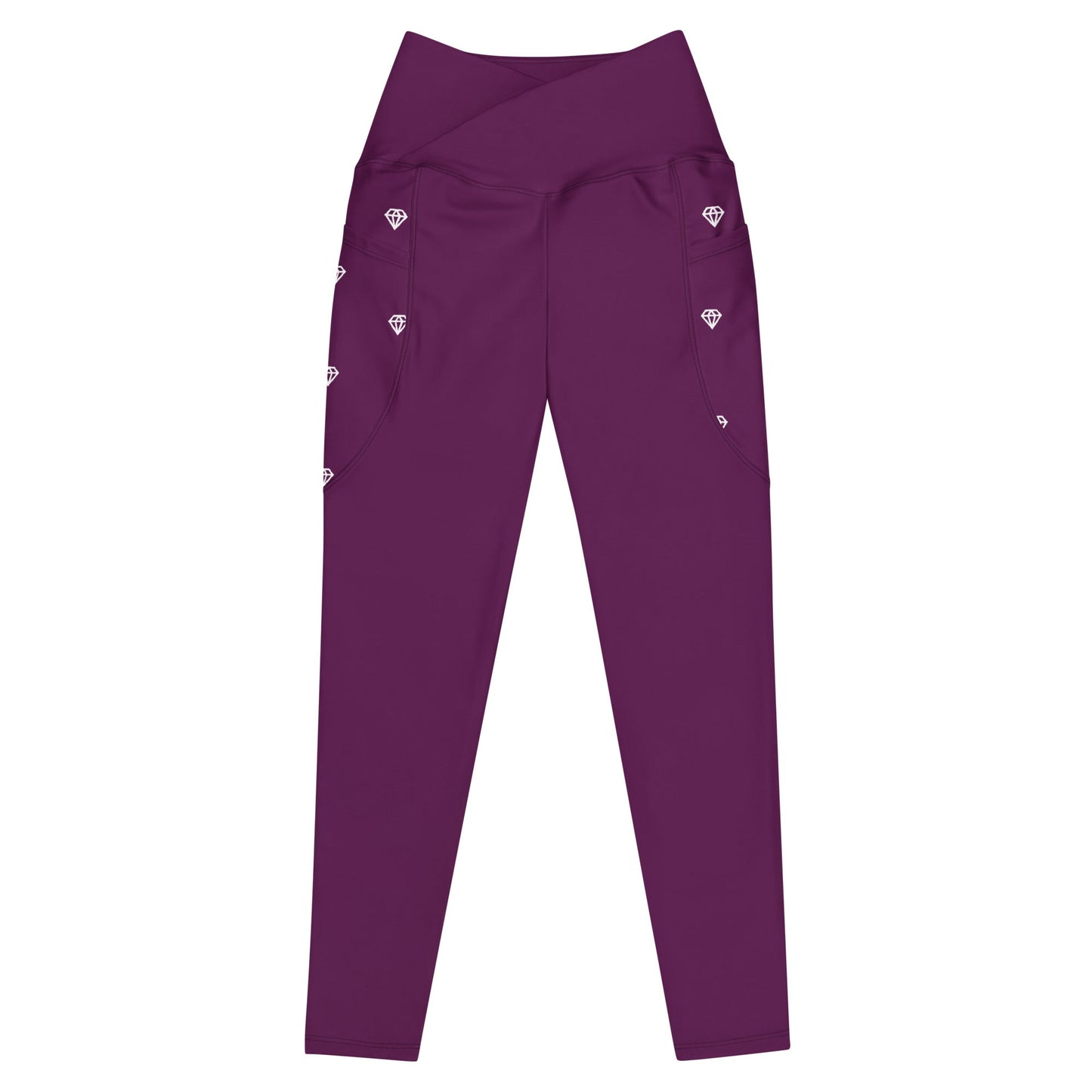 ZIX Wear Dames Legging met Gekruiste Taille Paars - Trendy Sportlegging met Zakken - ZIX Wear