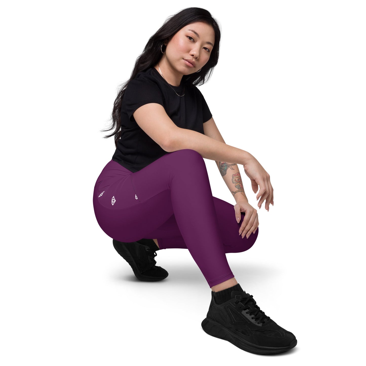 ZIX Wear Dames Legging met Gekruiste Taille Paars - Trendy Sportlegging met Zakken - ZIX Wear