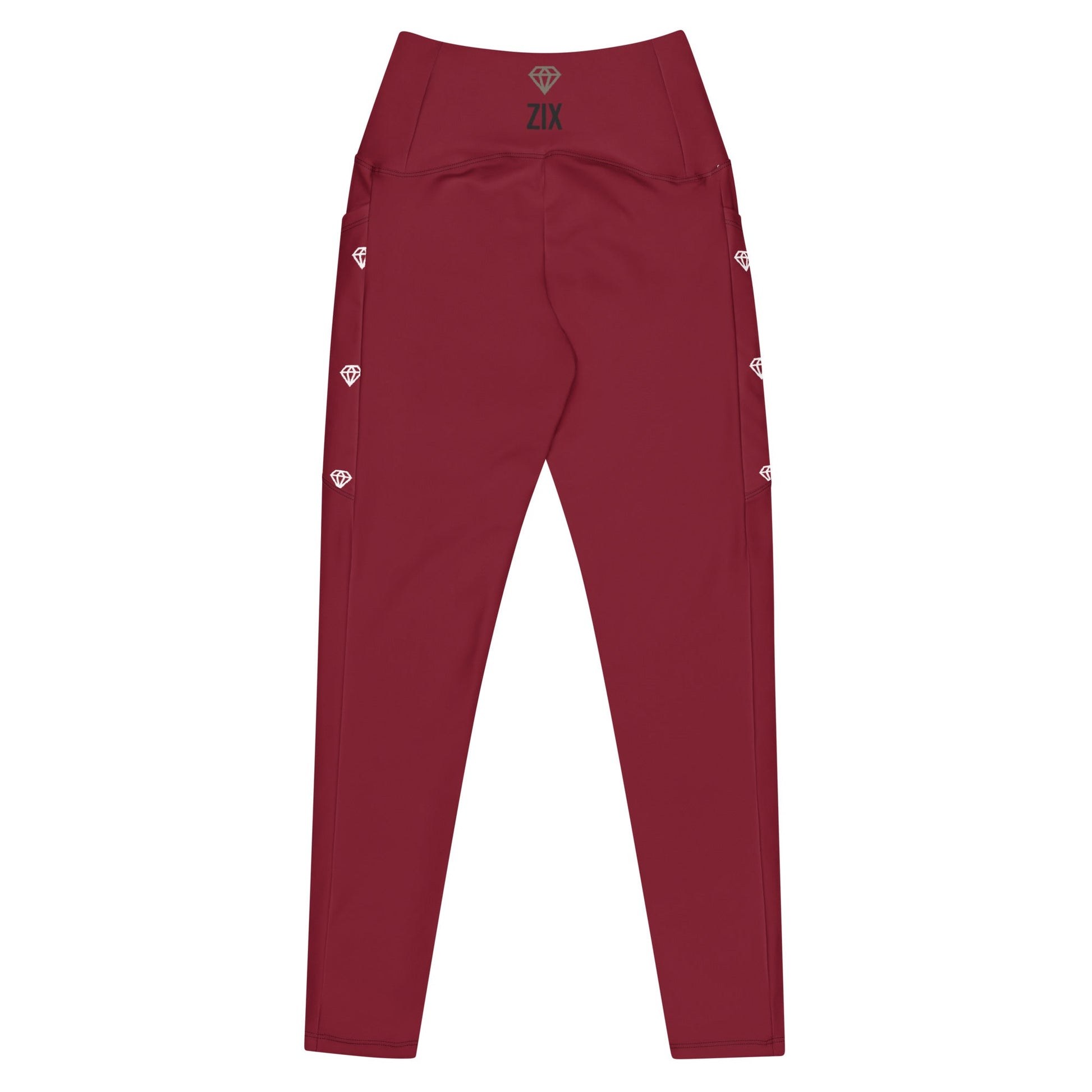 ZIX Wear Dames Legging met Gekruiste Taille Rood - Trendy Sportlegging met Zakken - ZIX Wear